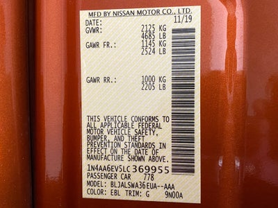 2020 Nissan Maxima SR 3.5L