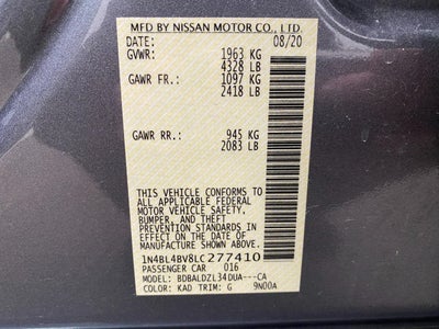 2020 Nissan Altima 2.5 S Sedan