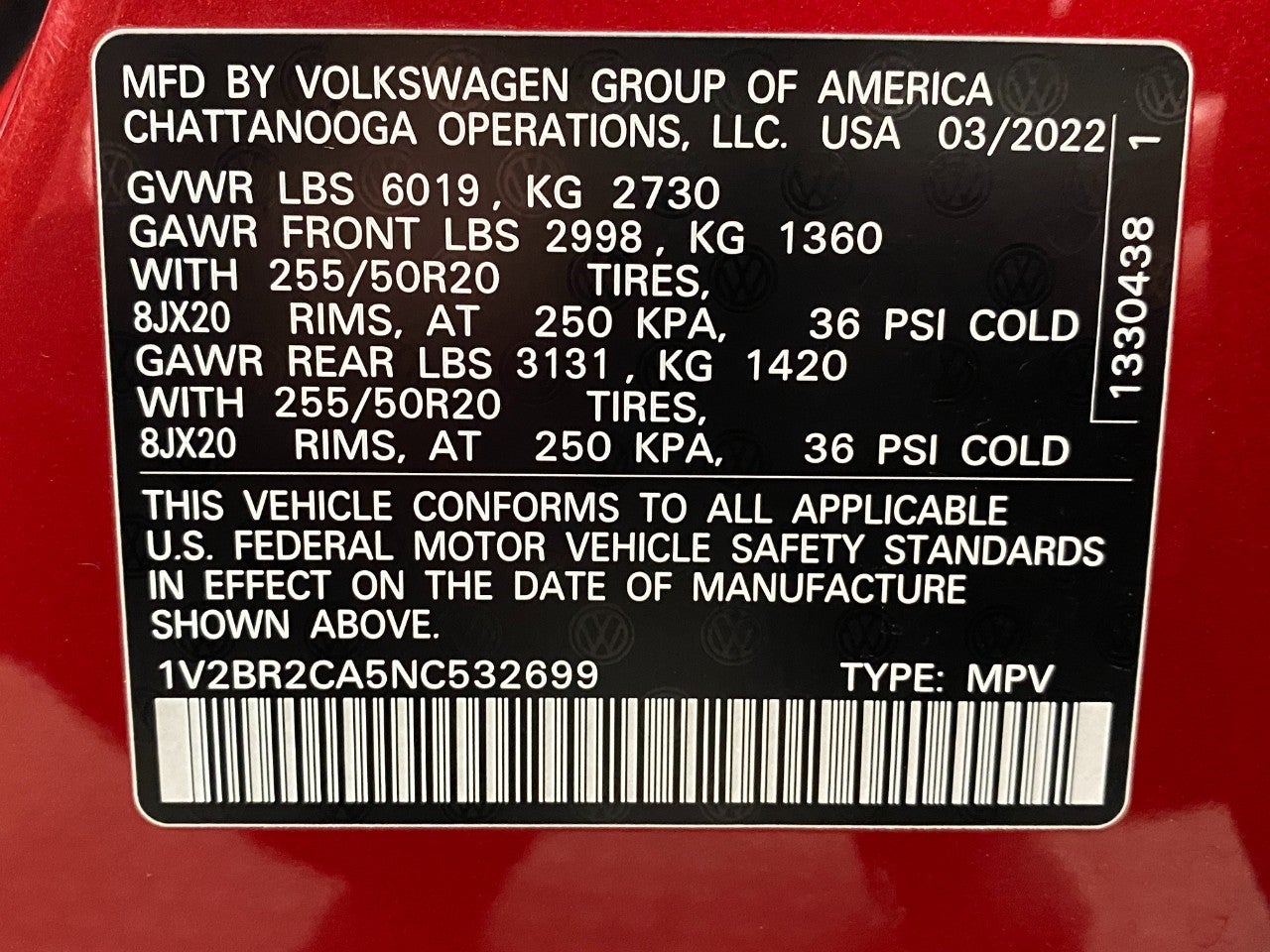 2022 Volkswagen Atlas 3.6L V6 SEL 4MOTION