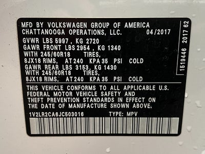 2018 Volkswagen Atlas 3.6L V6 SE w/Technology 4MOTION