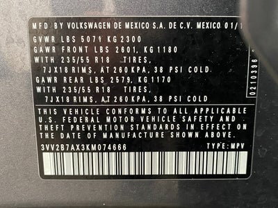 2019 Volkswagen Tiguan 2.0T SEL 4MOTION