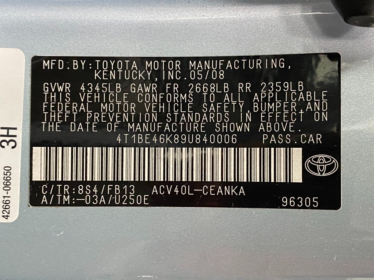 2009 Toyota Camry 4dr Sdn I4 Auto LE