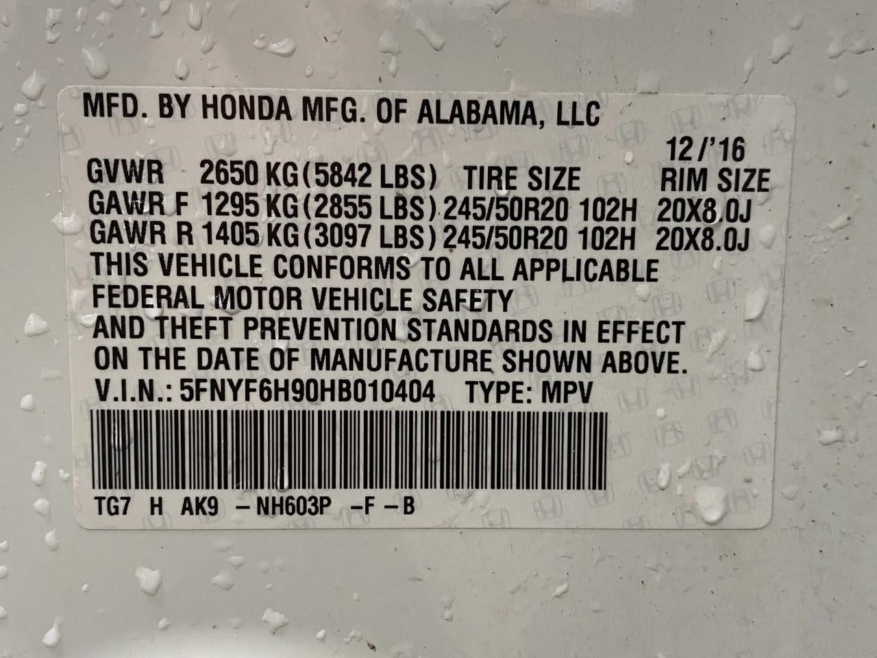 2017 Honda Pilot Touring AWD