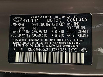 2026 Hyundai PALISADE HYBRID SEL Premium 7P