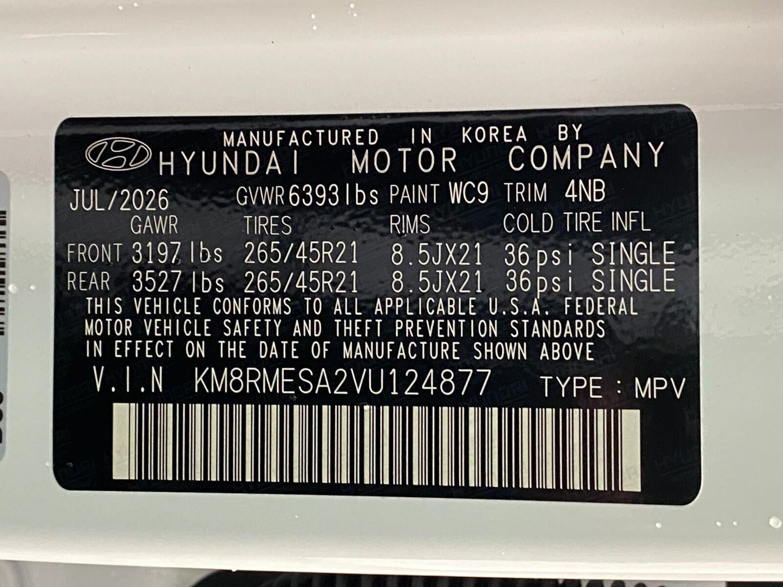 2027 Hyundai PALISADE HYBRID Calligraphy Black Ink